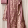 dusty rose banarasi silk embroidered unstitched suit set