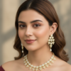 pearl cluster necklace set with matching earrings