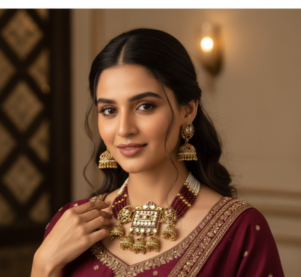 ethnic wedding wear stone studded choker for women