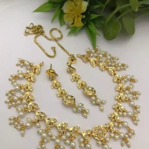 elegant jadau necklace with pearl drops