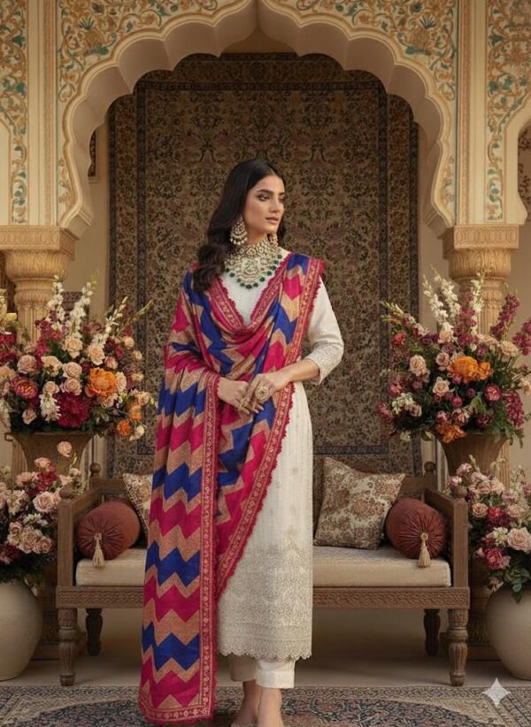 banarasi tissue kurta set with phulkari dupatta