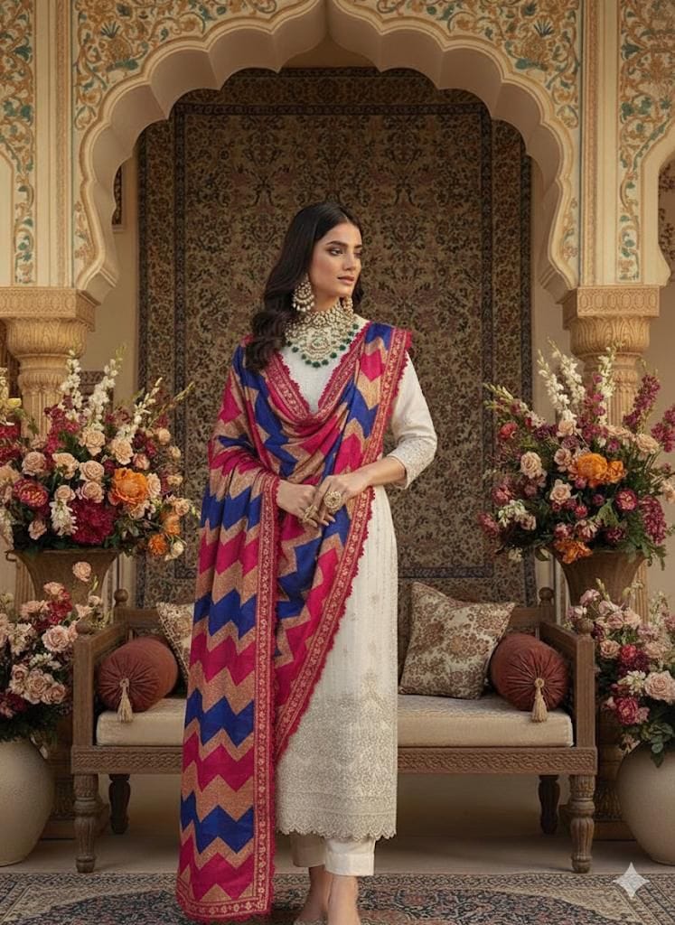 banarasi tissue kurta set with phulkari dupatta