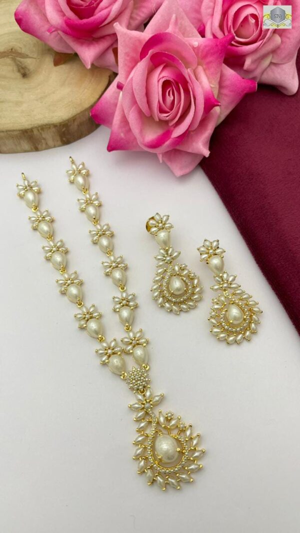 real pearl floral necklace set with matching earring