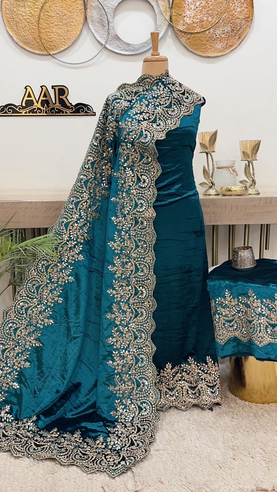 teal green velvet suit