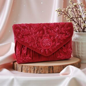 Heritage Leaf Embroidered Ethnic Clutch
