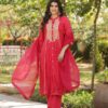 mul mul cotton embroidered festive suit