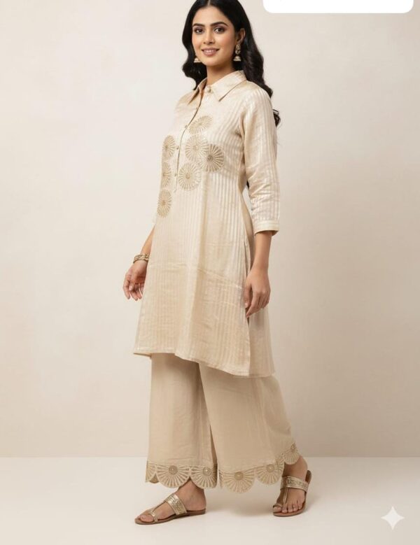 embroidered kurta palazzo set for women