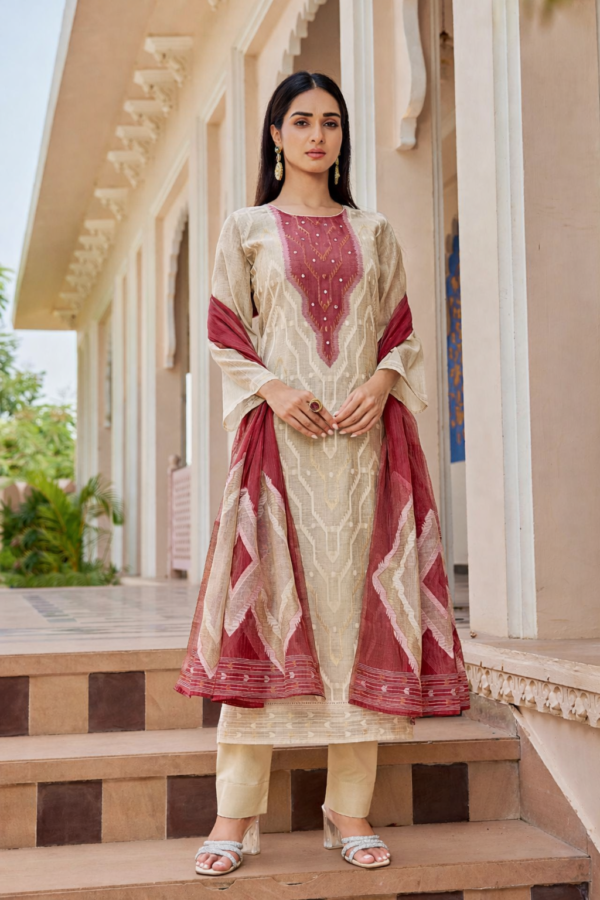 red cotton kurti set with dupatta