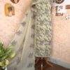 Mul Chanderi embroidered suit set with floral and bird design and dupatta 2