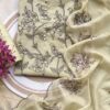 Mul Chanderi embroidered suit set with floral and bird design and dupatta 3