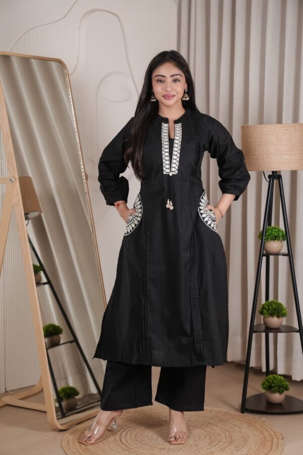 dhabu cotton kurti palazzo set for women