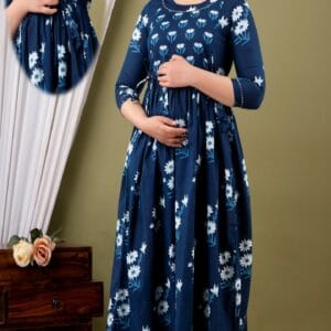 stylish maternity feeding gown cotton with lace detailing