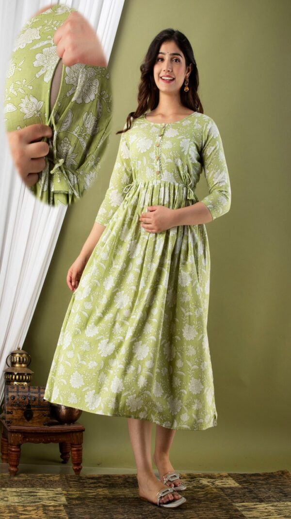 green floral maternity feeding gown front nursing access