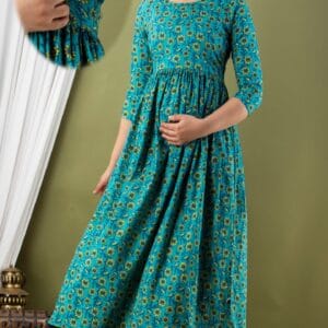 Green Floral Maternity Feeding Gown