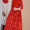 Red Floral Maternity Feeding Gown for Women |