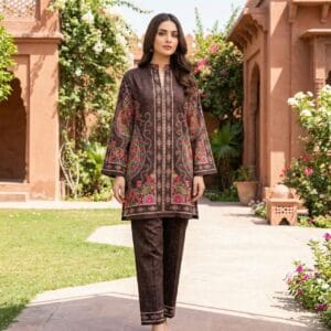 Brown Heritage Linen Cotton Co-Ord Set for Women