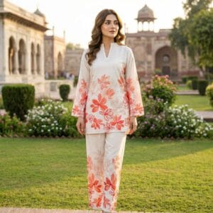 off white floral co-ord set for women