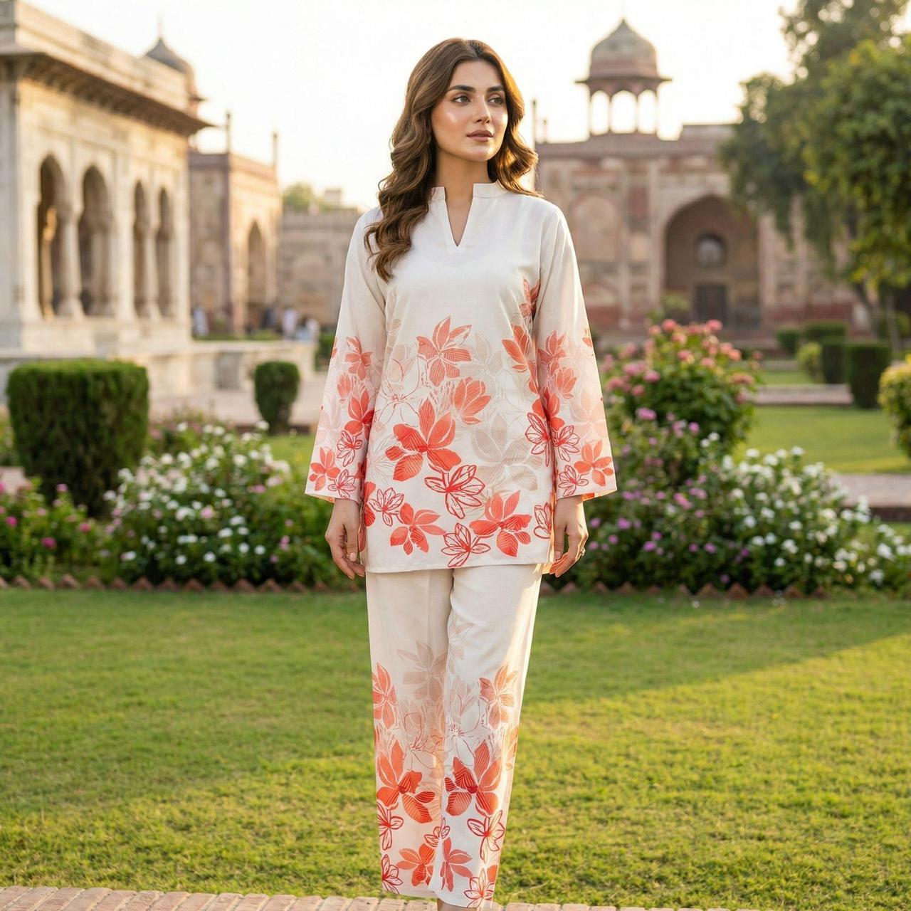 off white floral co-ord set for women off white floral co-ord set for women