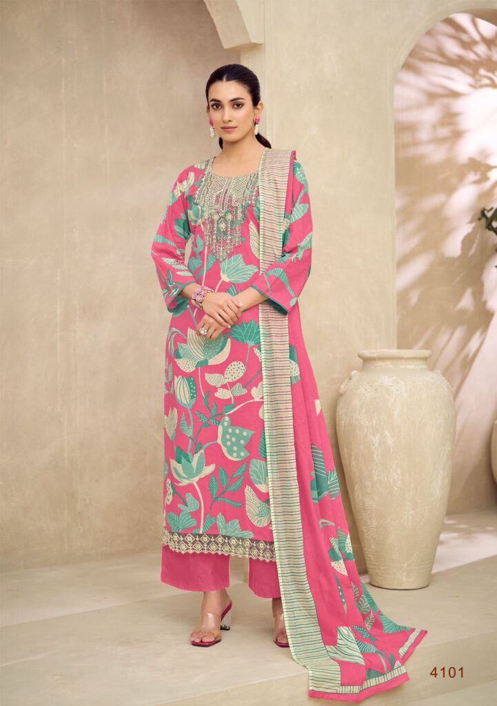 pink Pure Lawn Cotton Digital Print Suit Set with Embroidery for Women