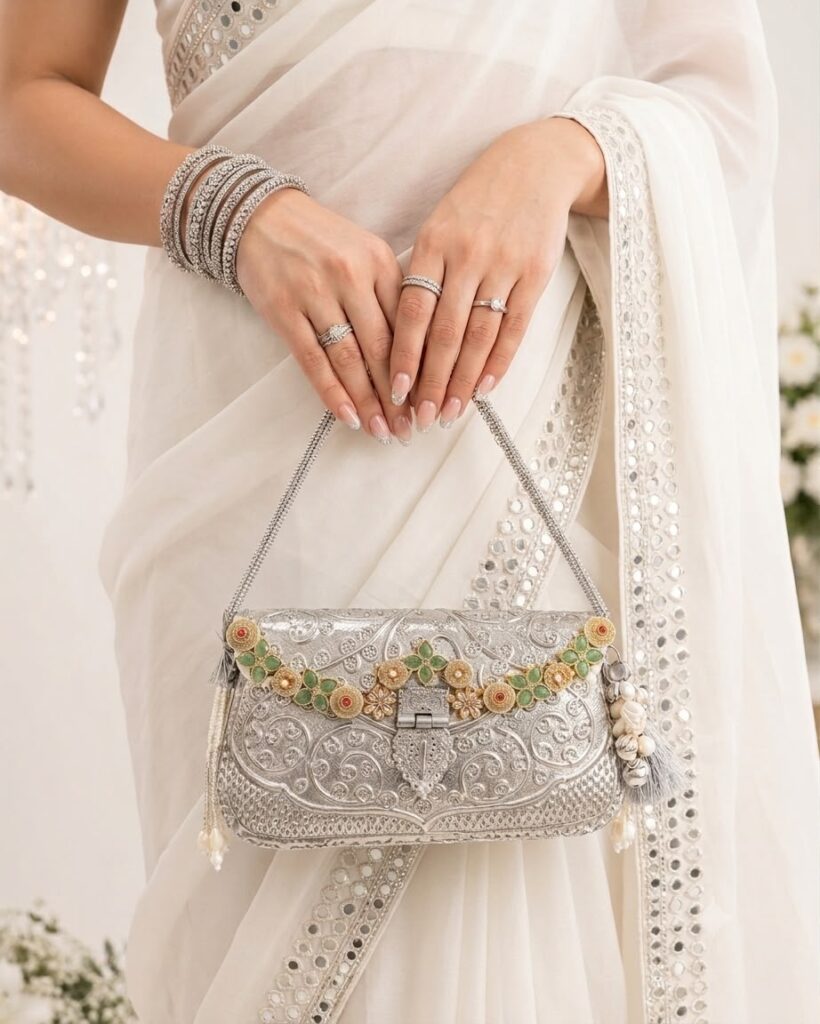 Noor Mahal Brass Bag – Silver Edition