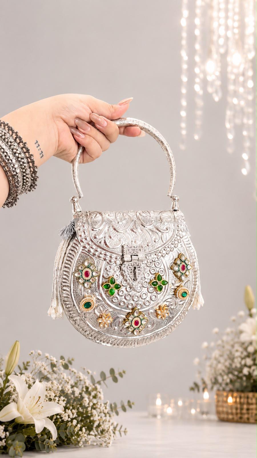 Noor Mahal Brass Bag – Silver Edition - Image 5